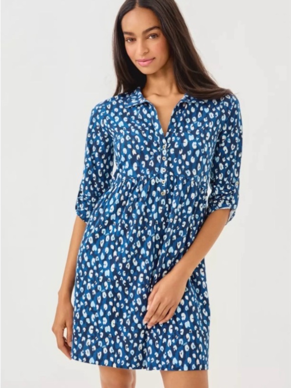 Lilly Pulitzer Blue and White Printed Button-Front Dress